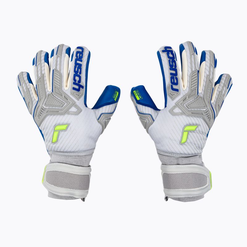 Reusch Attrakt Freegel Gold Finger Support Guanti da portiere grigio vapore/giallo sicurezza/blu scuro