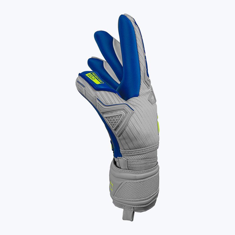 Reusch Attrakt Freegel Gold Finger Support Guanti da portiere grigio vapore/giallo sicurezza/blu scuro 8