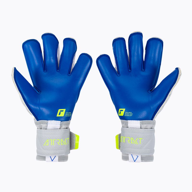 Guanti da portiere Reusch Attrakt Gold X Evolution Cut grigio vapore/giallo sicurezza/blu scuro 2