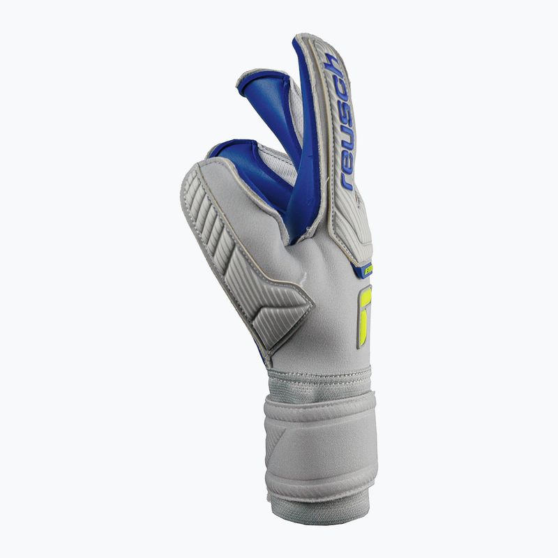 Guanti da portiere Reusch Attrakt Gold X Evolution Cut grigio vapore/giallo sicurezza/blu scuro 7