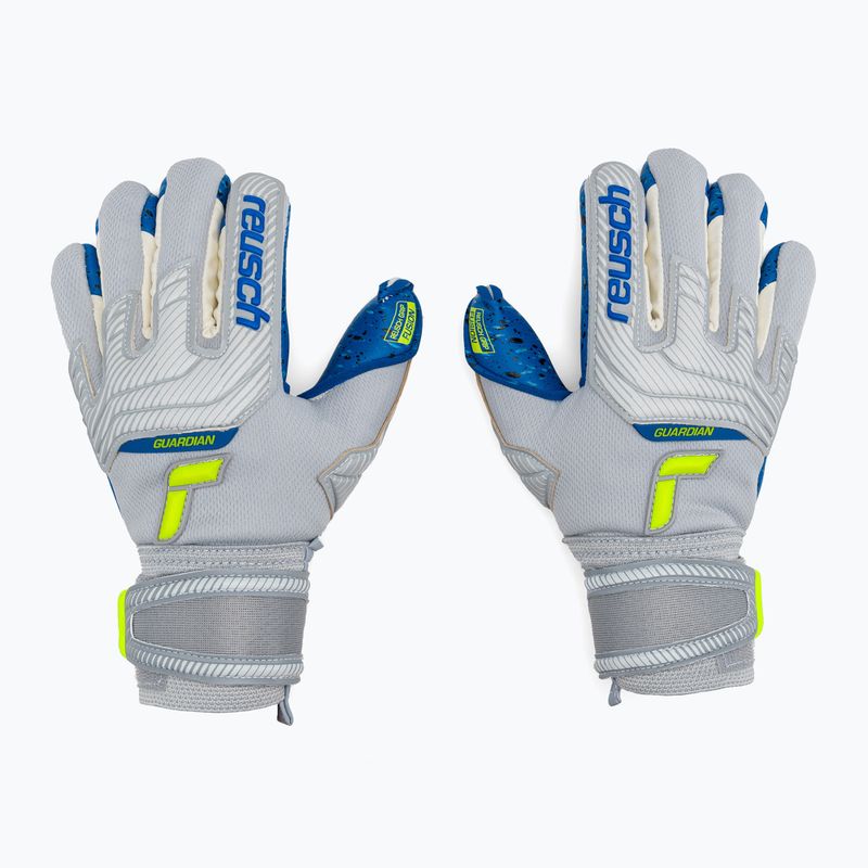 Guanti da portiere per bambini Reusch Attrakt Fusion Finger Support Guardian vapor grigio/giallo 3