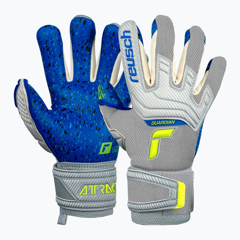 Guanti da portiere per bambini Reusch Attrakt Fusion Finger Support Guardian vapor grigio/giallo 7