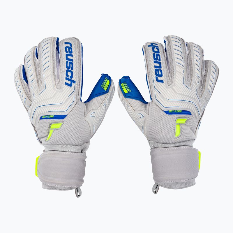 Guanti da portiere Reusch Attrakt Gold Evolution Cut grigio vapore/giallo sicurezza/blu scuro