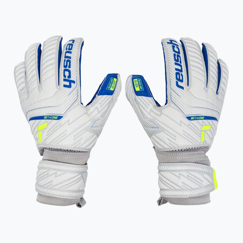 Reusch Attrakt Silver Roll Finger guanti da portiere per bambini grigio vapore/giallo sicurezza/blu scuro