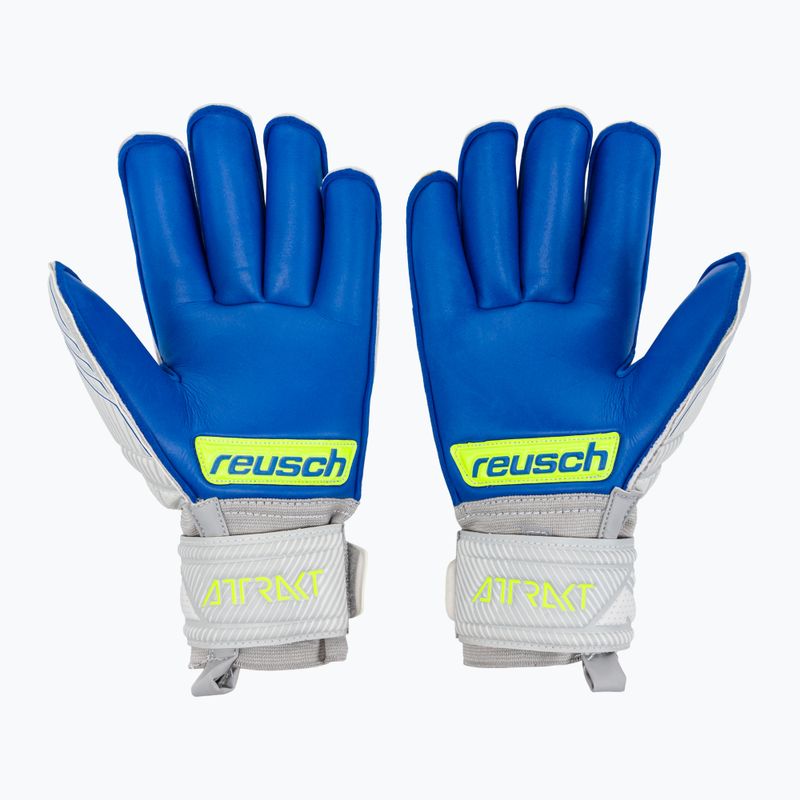 Reusch Attrakt Silver Roll Finger guanti da portiere per bambini grigio vapore/giallo sicurezza/blu scuro 2