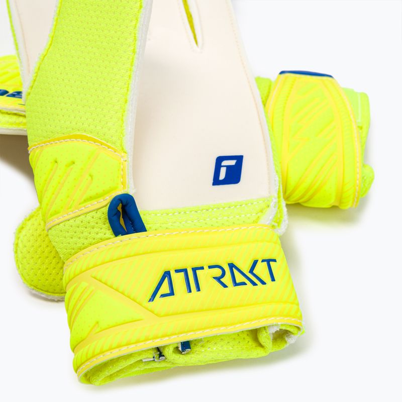Guanti da portiere per bambini Reusch Attrakt Solid safety giallo/blu scuro/bianco 4