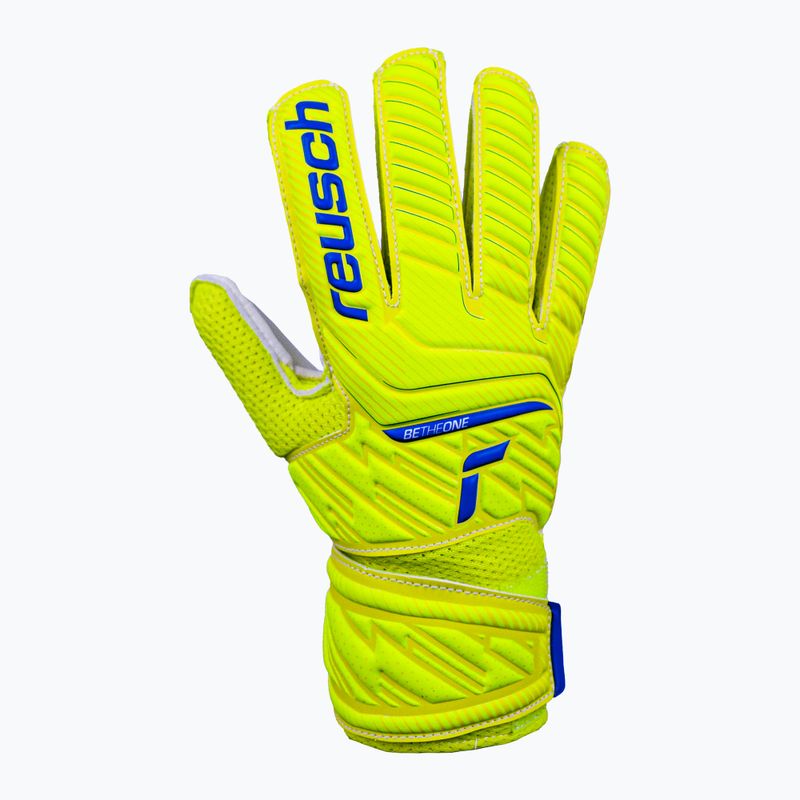 Guanti da portiere per bambini Reusch Attrakt Solid safety giallo/blu scuro/bianco 6