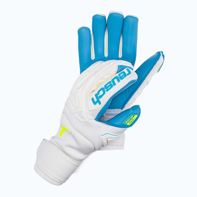 Reusch Attrakt Freegel Aqua Guanti da portiere antivento bianco/blu acqua 2