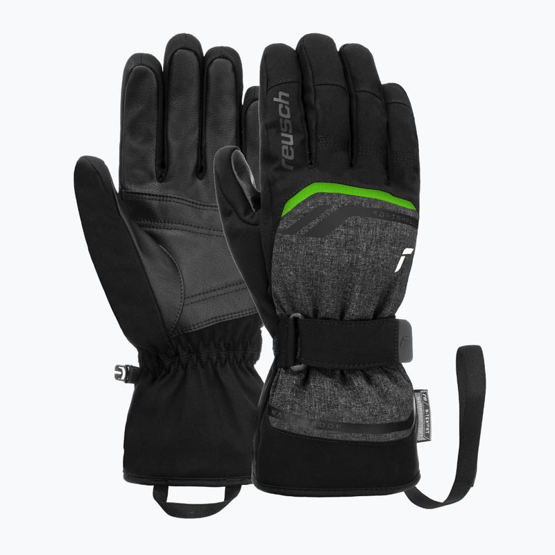 Guanto da sci Reusch Outset R-Tex XT nero/nero melange/verde neon