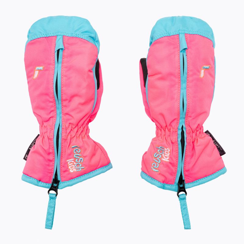 Guanti da sci per bambini Reusch Ben Mitten rosa knockout/bottone scapolare 3