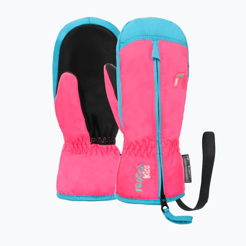 Guanti da sci per bambini Reusch Ben Mitten rosa knockout/bottone scapolare 5