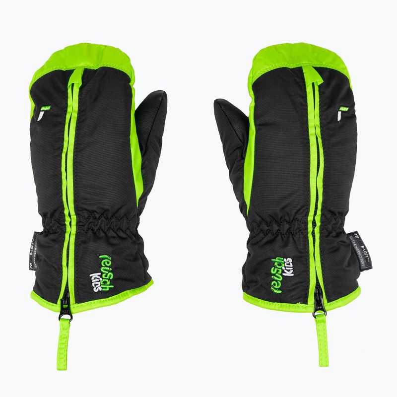 Guanto da sci per bambini Reusch Ben Mitten nero/verde neon 3