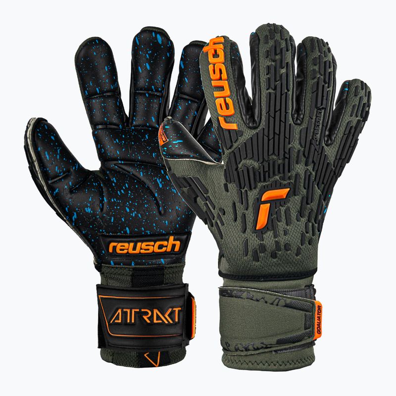 Guanti da portiere Reusch Attrakt Freegel Fusion Ortho-Tec verde deserto/arancio shock 6