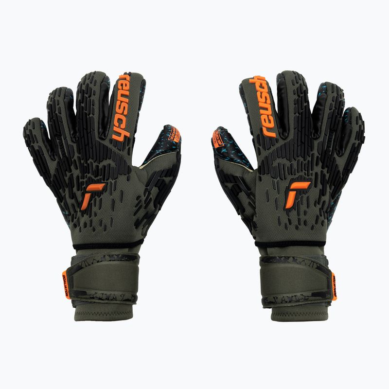 Guanti da portiere Reusch Attrakt Freegel Fusion Ortho-Tec verde deserto/arancio shock