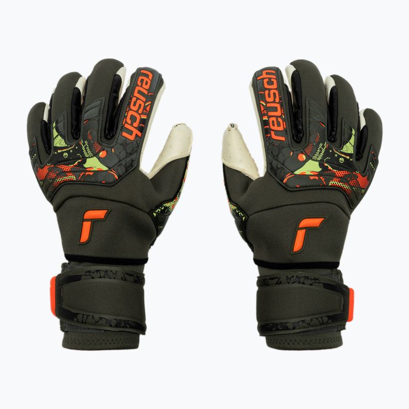 Guanto da portiere Reusch Attrakt Speedbump Ortho-Tec verde deserto/arancio shocking