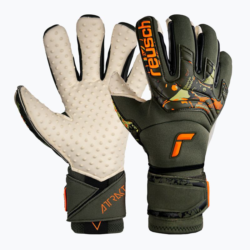 Guanto da portiere Reusch Attrakt Speedbump Ortho-Tec verde deserto/arancio shocking 6