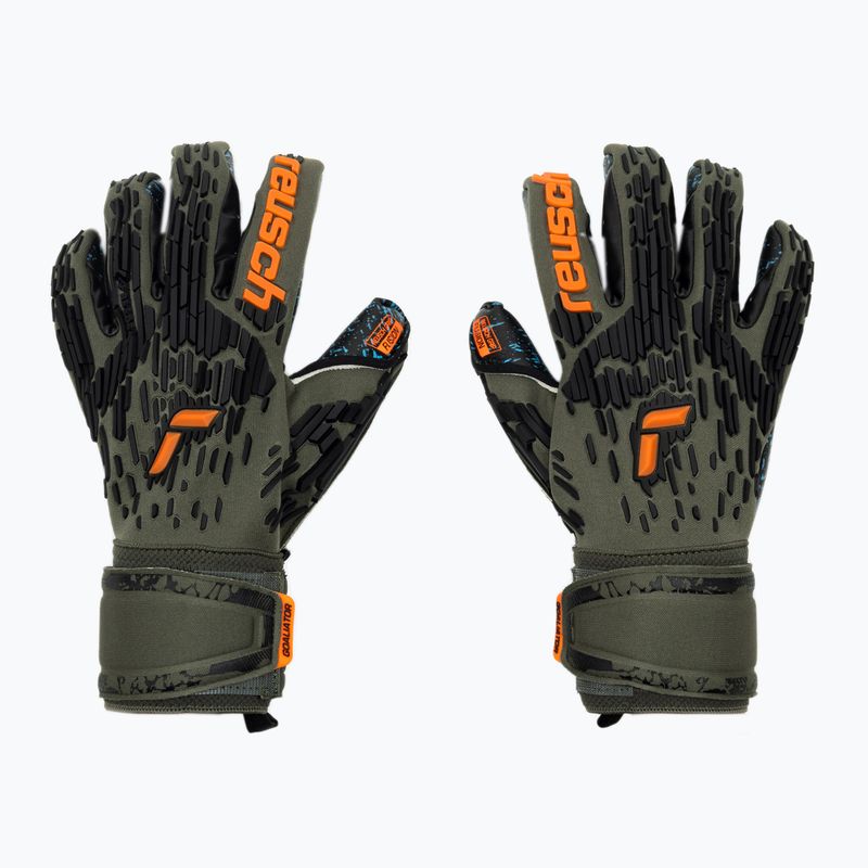 Reusch Attrakt Freegel Fusion Guanti da portiere verde deserto/arancio shocking/nero