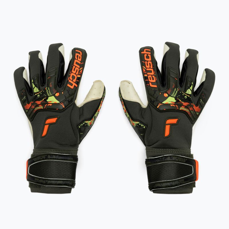 Guanti da portiere Reusch Attrakt Speedbump verde deserto/arancio shocking