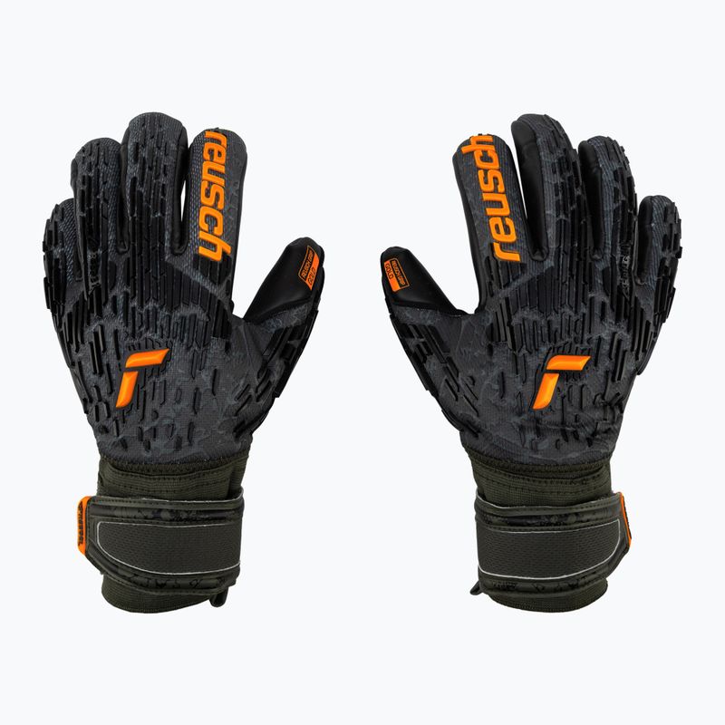 Guanto da portiere Reusch Attrakt Freegel Gold Finger Support verde deserto/arancio shock/nero