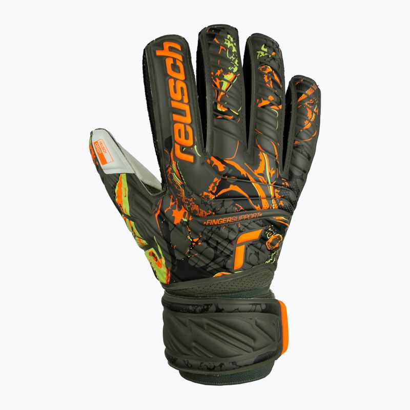 Guanto da portiere Reusch Attrakt Grip Finger Support verde deserto/arancio shocking 5