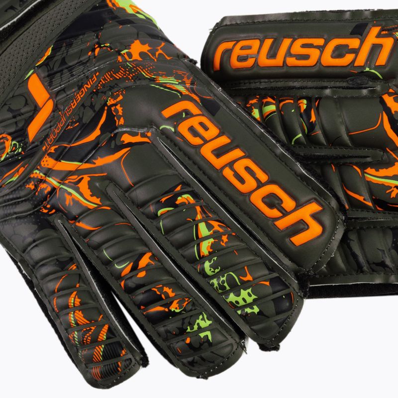 Guanto da portiere Reusch Attrakt Grip Finger Support verde deserto/arancio shocking 4