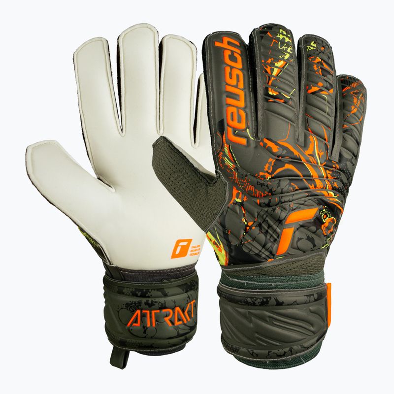 Guanti da portiere Reusch Attrakt Solid verde deserto/arancio shocking 4