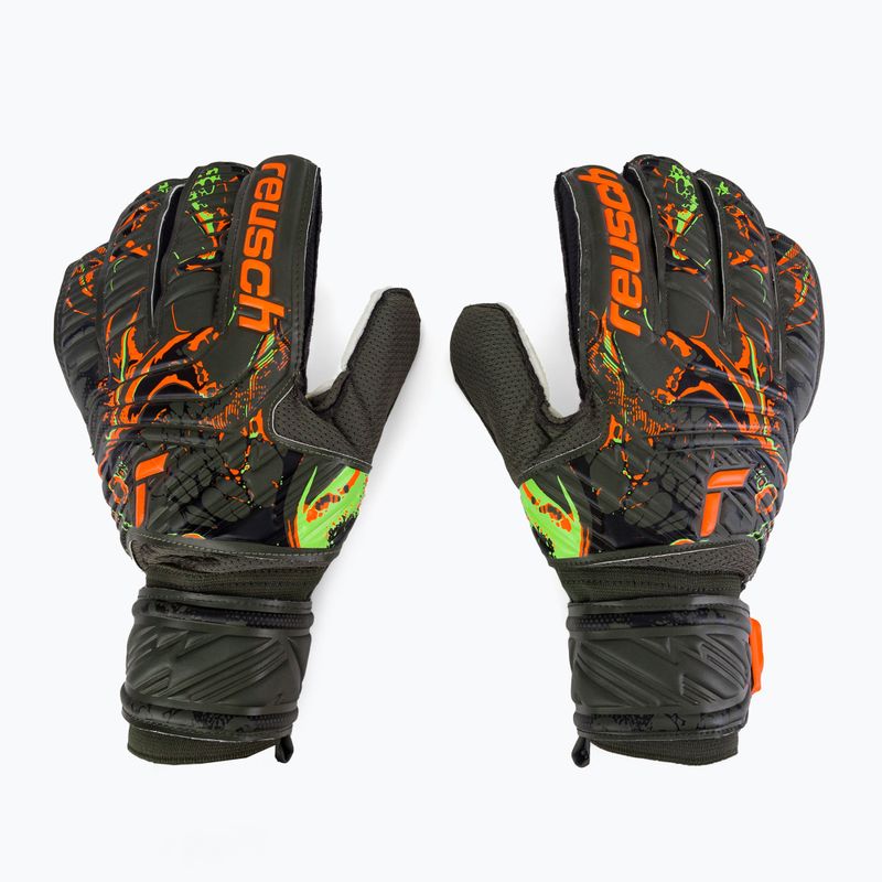 Guanti da portiere Reusch Attrakt Solid verde deserto/arancio shocking