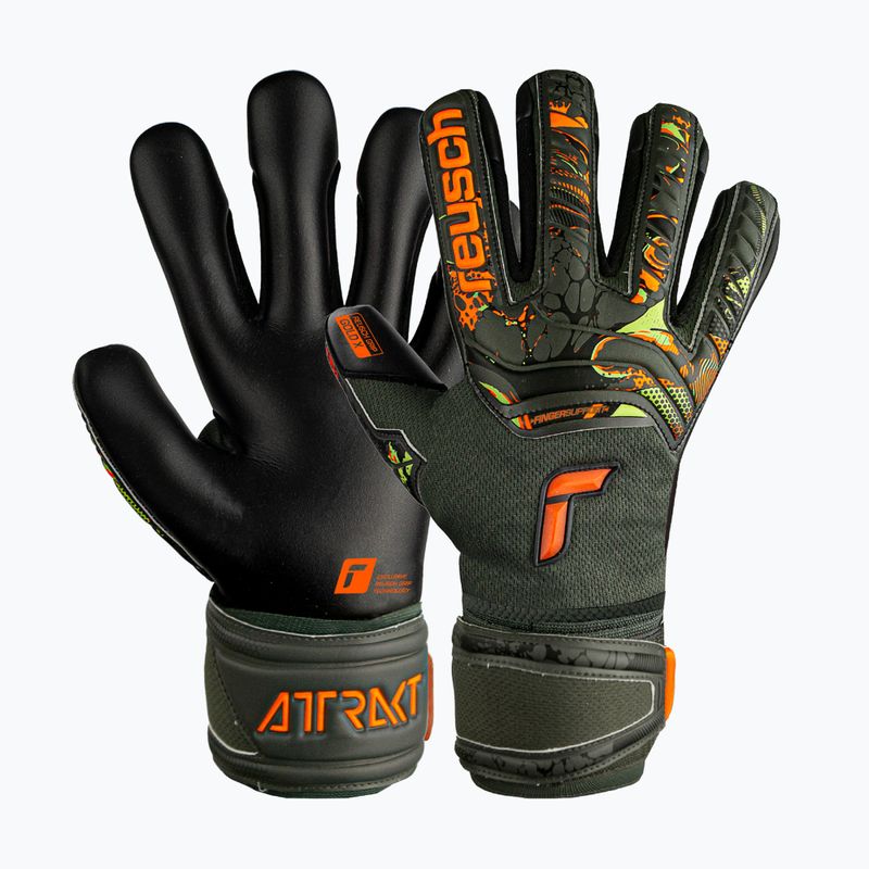 Guanti da portiere per bambini Reusch Attrakt Gold X Finger Support verde deserto/arancio shock/nero 4