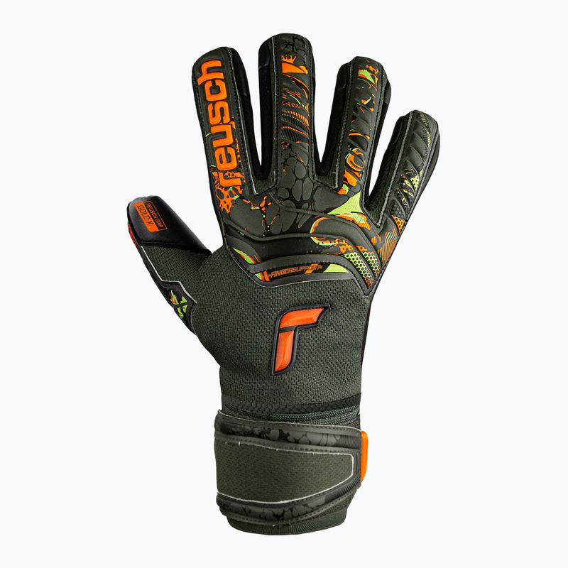 Guanti da portiere per bambini Reusch Attrakt Gold X Finger Support verde deserto/arancio shock/nero 5