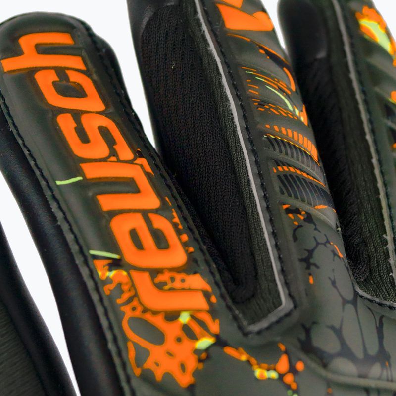 Guanti da portiere per bambini Reusch Attrakt Gold X Finger Support verde deserto/arancio shock/nero 8