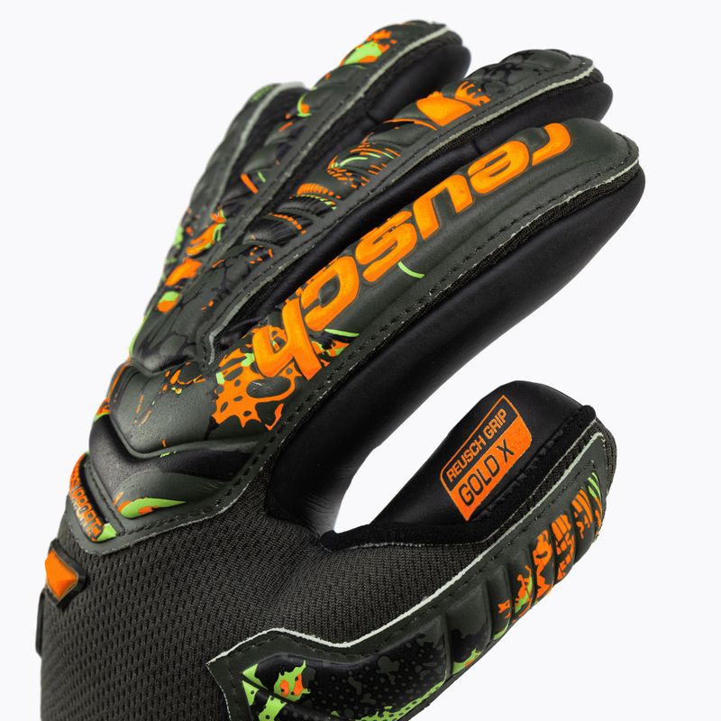 Guanti da portiere per bambini Reusch Attrakt Gold X Finger Support verde deserto/arancio shock/nero 3