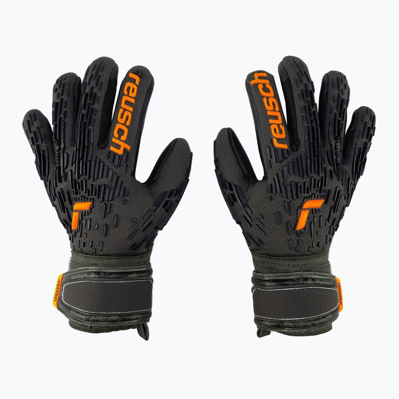 Reusch Attrakt Freegel Silver Finger Support guanti da portiere per bambini verde deserto/arancio