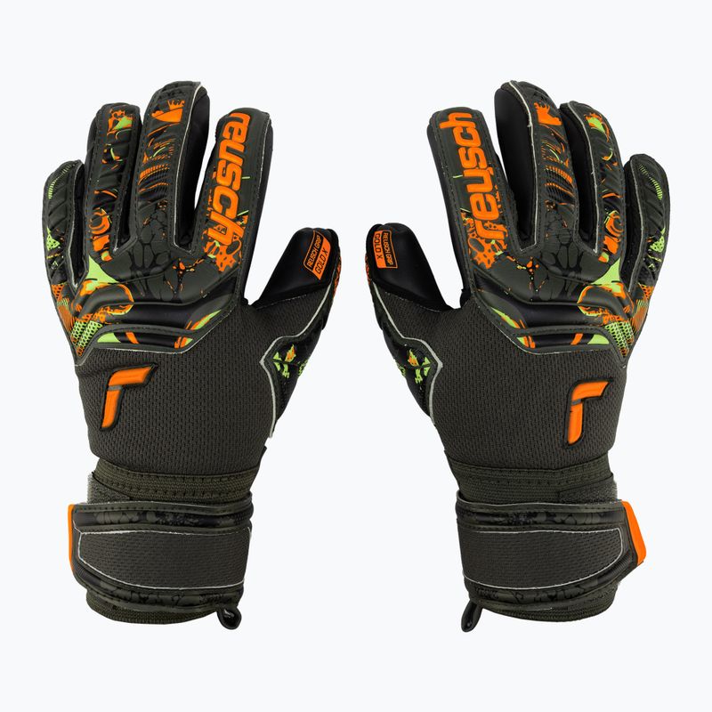 Guanto da portiere per bambini Reusch Attrakt Gold X verde deserto/arancio shock/nero