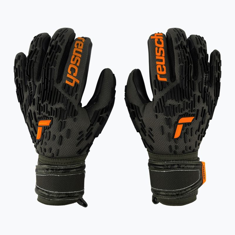 Guanti da portiere per bambini Reusch Attrakt Freegel Silver verde deserto/arancio shock/nero