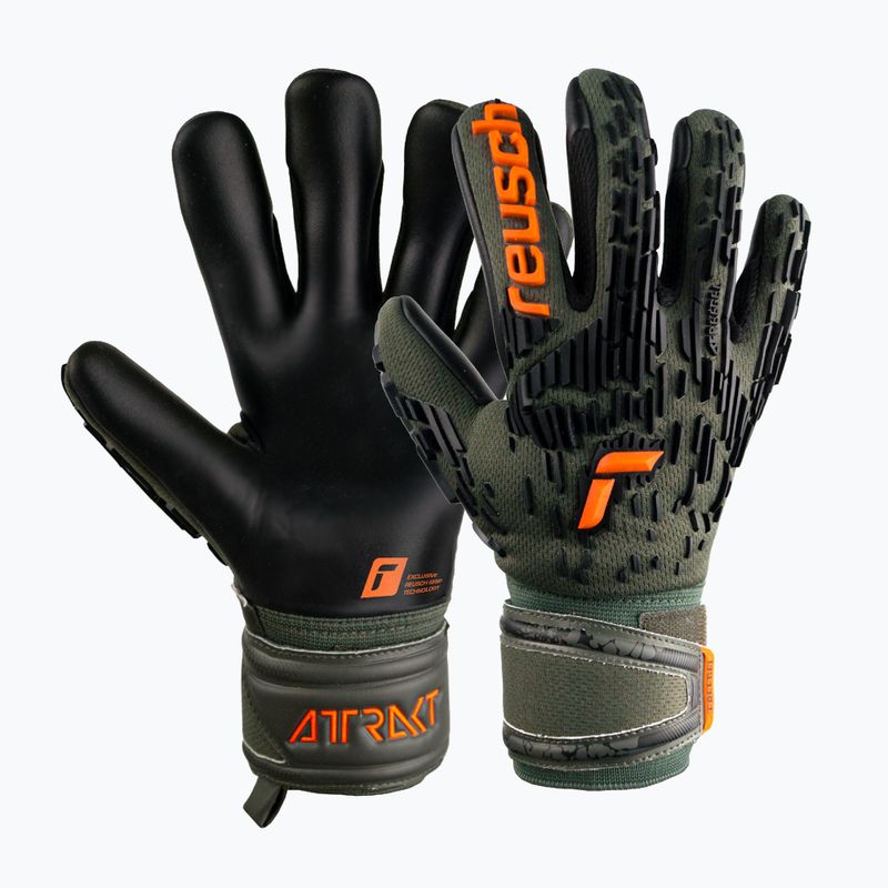 Guanti da portiere per bambini Reusch Attrakt Freegel Silver verde deserto/arancio shock/nero 4