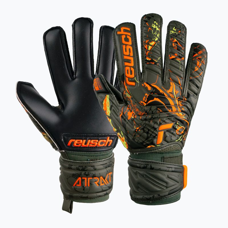 Guanti da portiere per bambini Reusch Attrakt Silver verde deserto/arancio shocking/nero 4