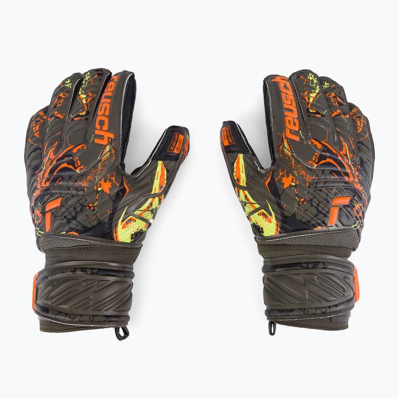 Guanti da portiere per bambini Reusch Attrakt Silver verde deserto/arancio shocking/nero