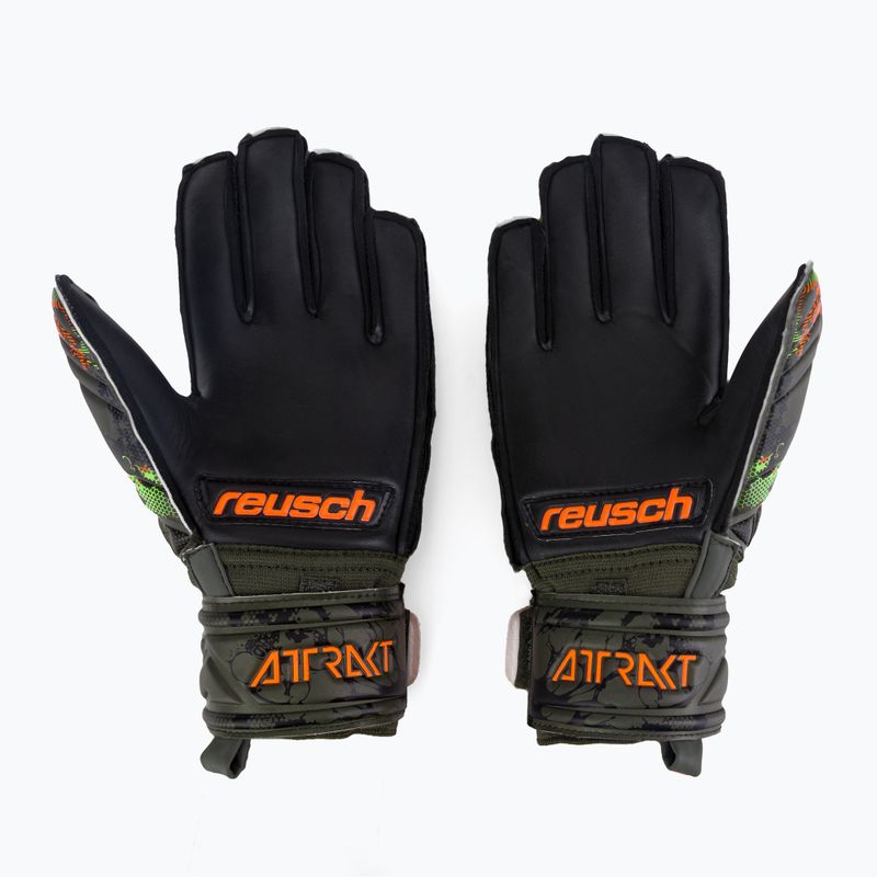 Guanti da portiere per bambini Reusch Attrakt Silver verde deserto/arancio shocking/nero 2