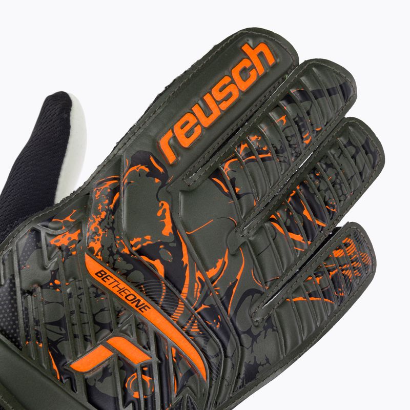 Guanti da portiere per bambini Reusch Attrakt Starter Solid verde deserto/arancio shocking 3