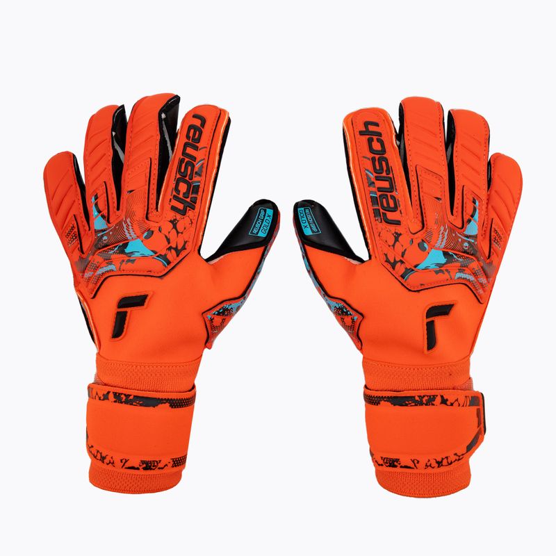 Guanti da portiere Reusch Attrakt Gold X Evolution Cut rosso brillante/blu futuro/nero