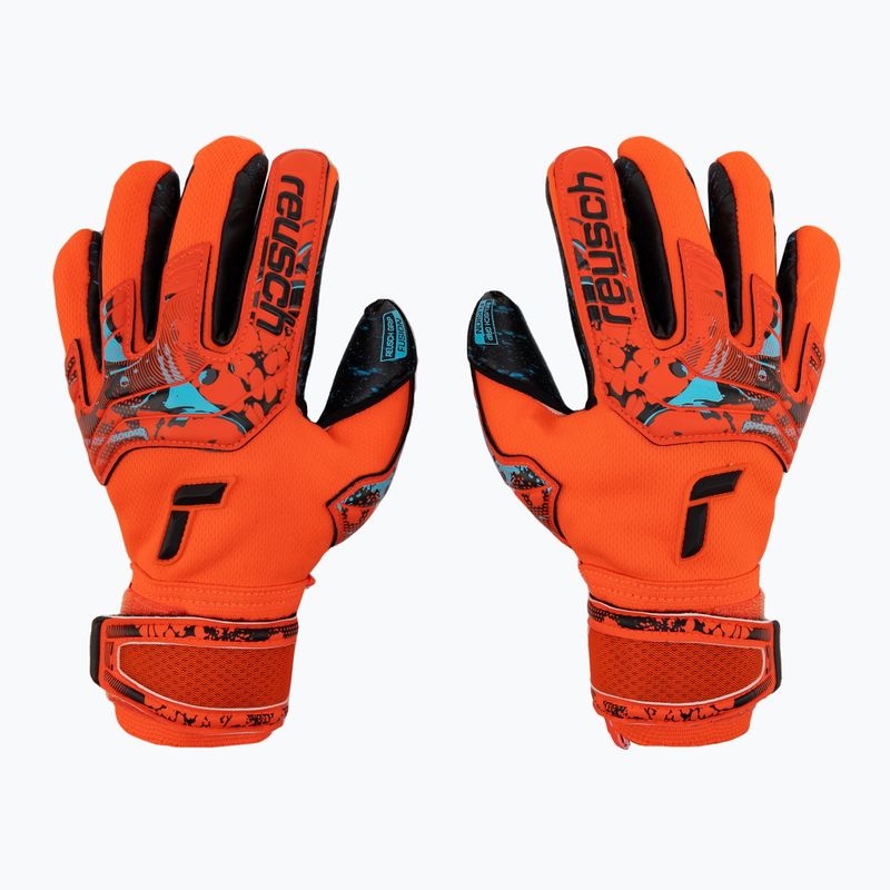 Guanti da portiere per bambini Reusch Attrakt Fusion Finger Support Guardian rosso brillante/blu futuro