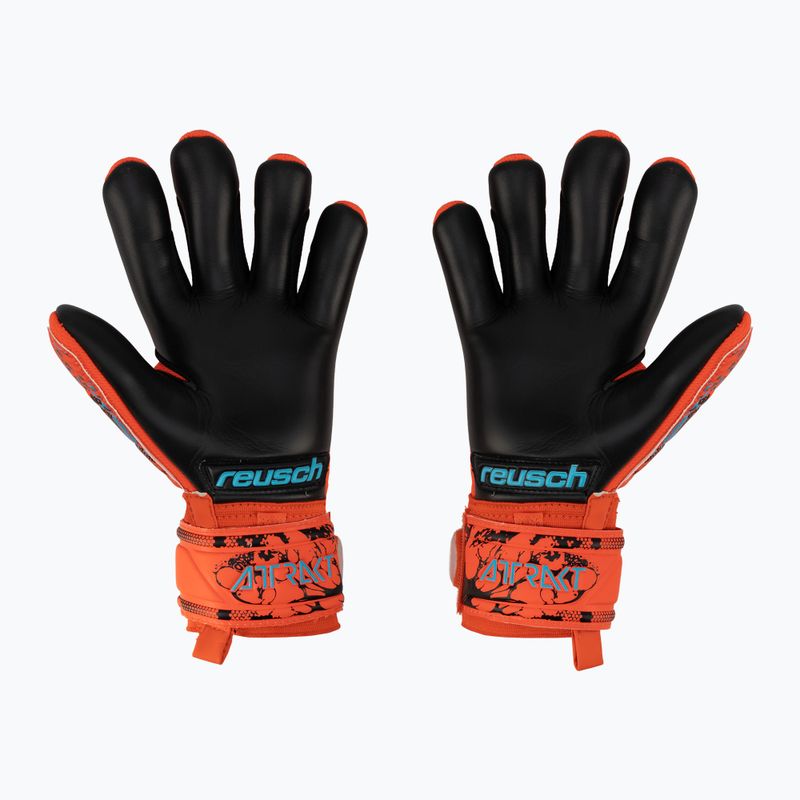 Guanti da portiere per bambini Reusch Attrakt Grip Evolution Finger Support rosso brillante/blu futuro 2