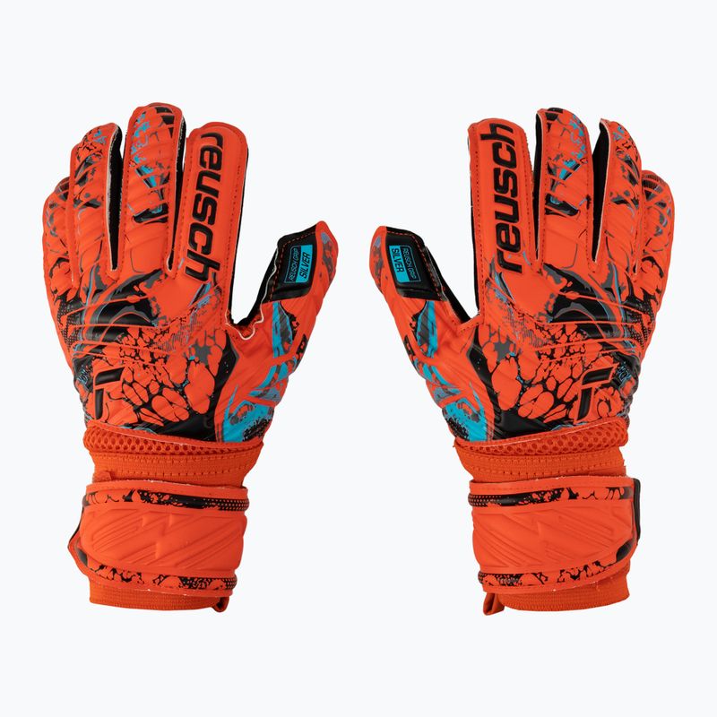 Guanti da portiere per bambini Reusch Attrakt Silver Roll Finger rosso brillante/blu futuro/nero