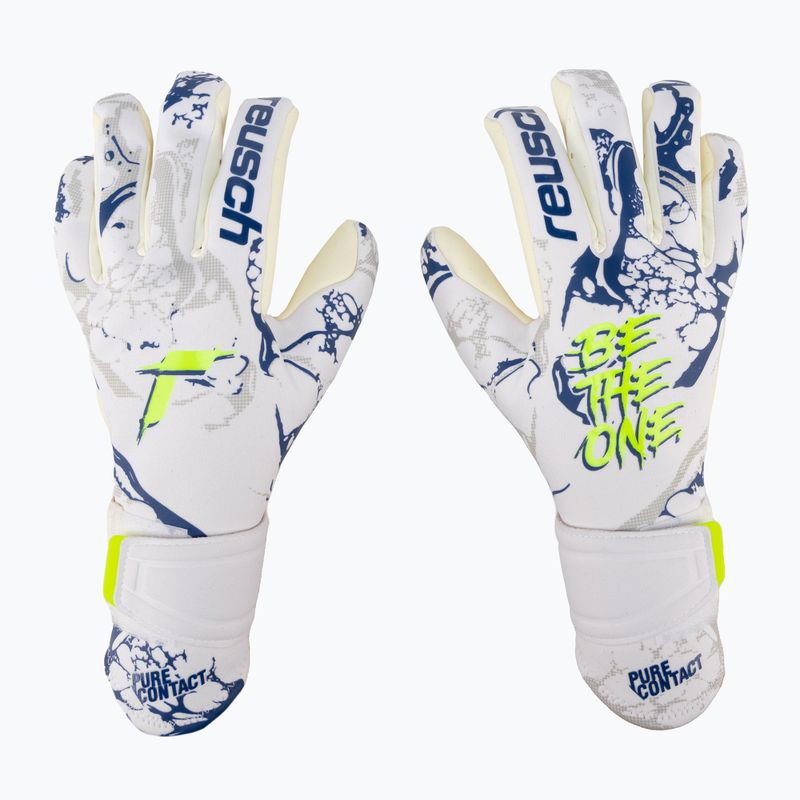 Guanti da portiere Reusch Pure Contact Gold X bianco/blu scuro