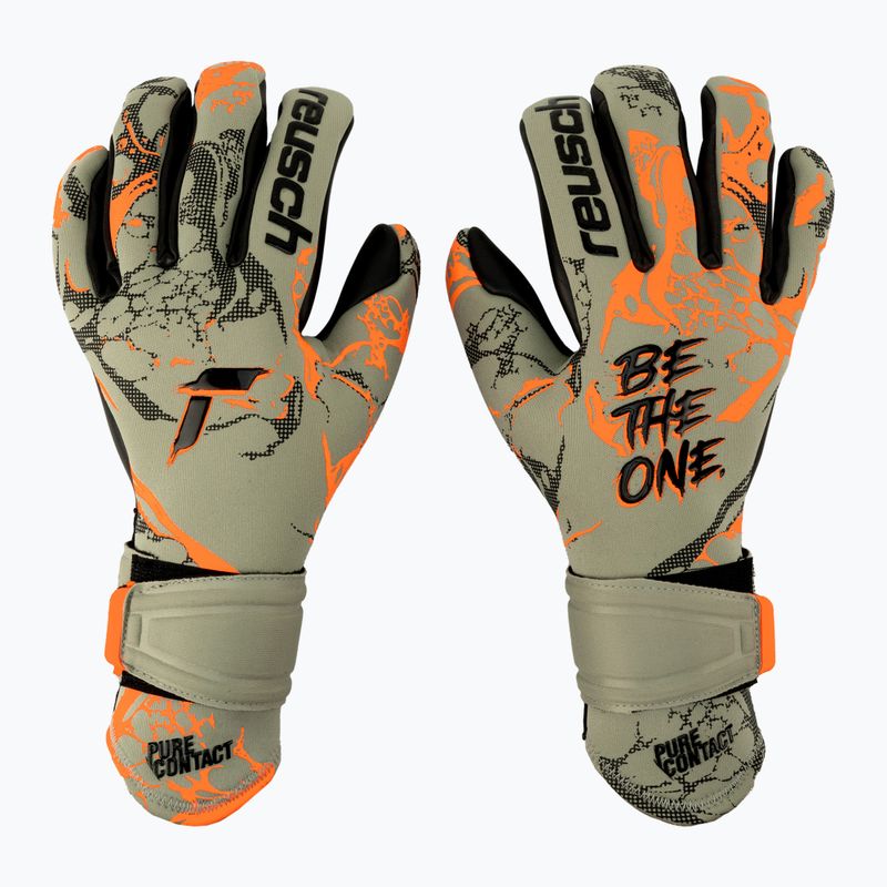 Guanti da portiere Reusch Pure Contact Gold verde squalo/arancio shocking