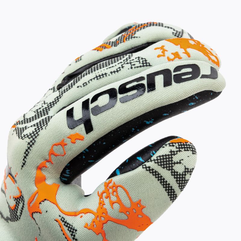 Guanti da portiere per bambini Reusch Pure Contact Fusion verde squalo/arancione shocking 3