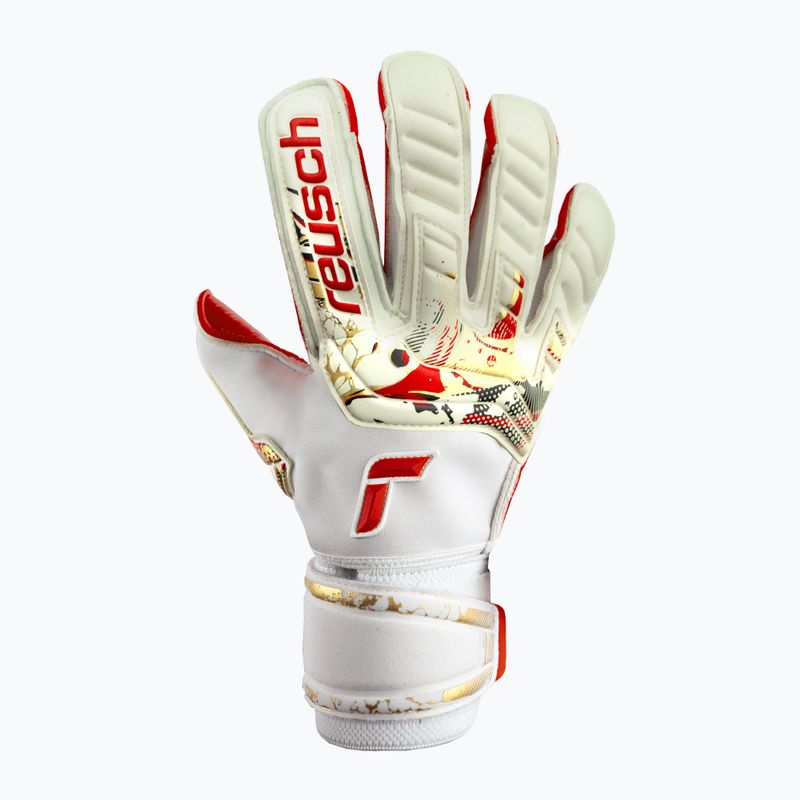 Guanti da portiere Reusch Attrakt Gold X GluePrint bianco/oro/rosso fuoco 5