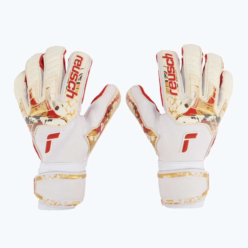 Guanti da portiere Reusch Attrakt Gold X GluePrint bianco/oro/rosso fuoco