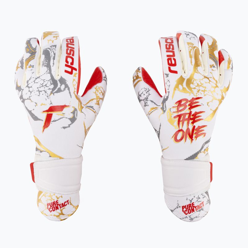 Guanti da portiere Reusch Pure Contact Gold X GluePrint bianco/oro/rosso fuoco