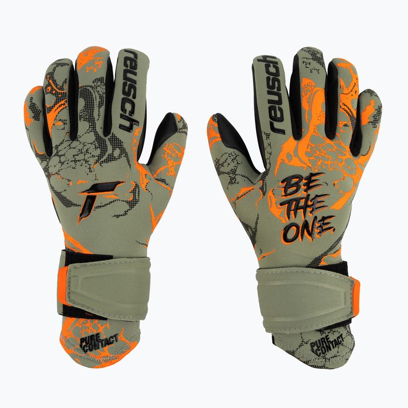 Guanti da portiere per bambini Reusch Pure Contact Gold verde squalo/arancio shocking
